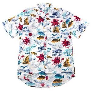 LRG UNDERWATER SHORT SLEEVE BUTTON-UP SHIRT UNDERWATER SEA LIFE LEMUR 3XL